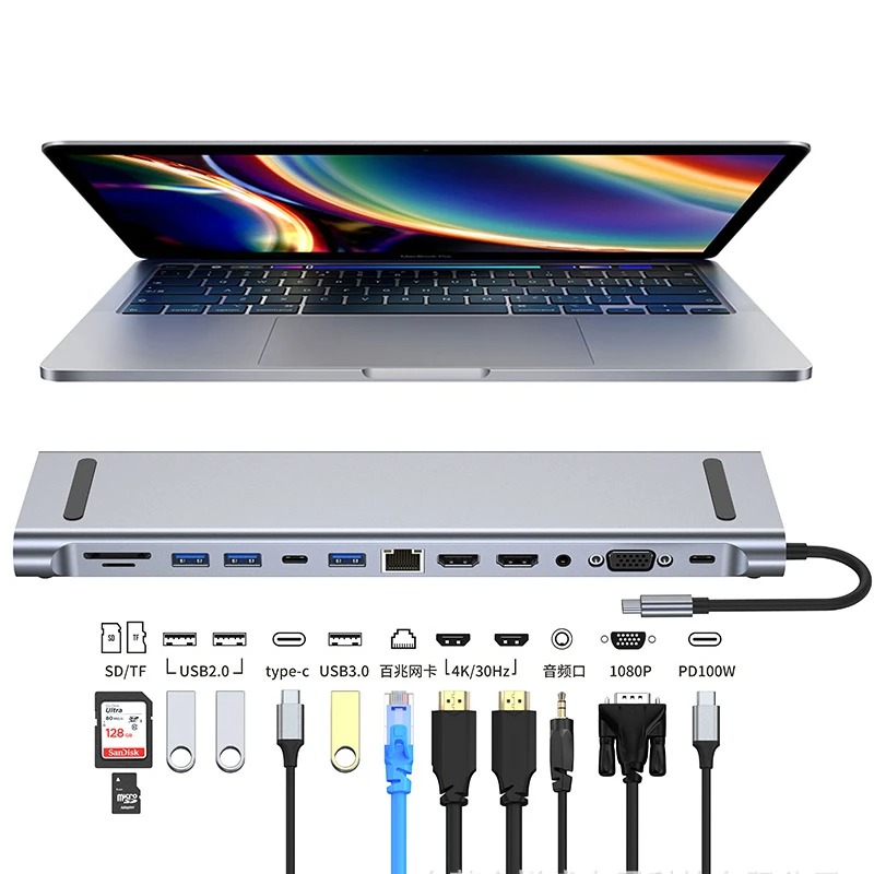 4 Hdmi Multi Monitor Video Card 4K - USB C 3.0 HUB Tipo C